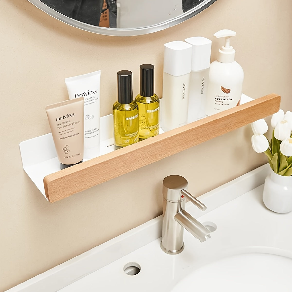 StarkesTett Floating Wall Shelf - Wrought Iron, No Drilling, Modern Design 6