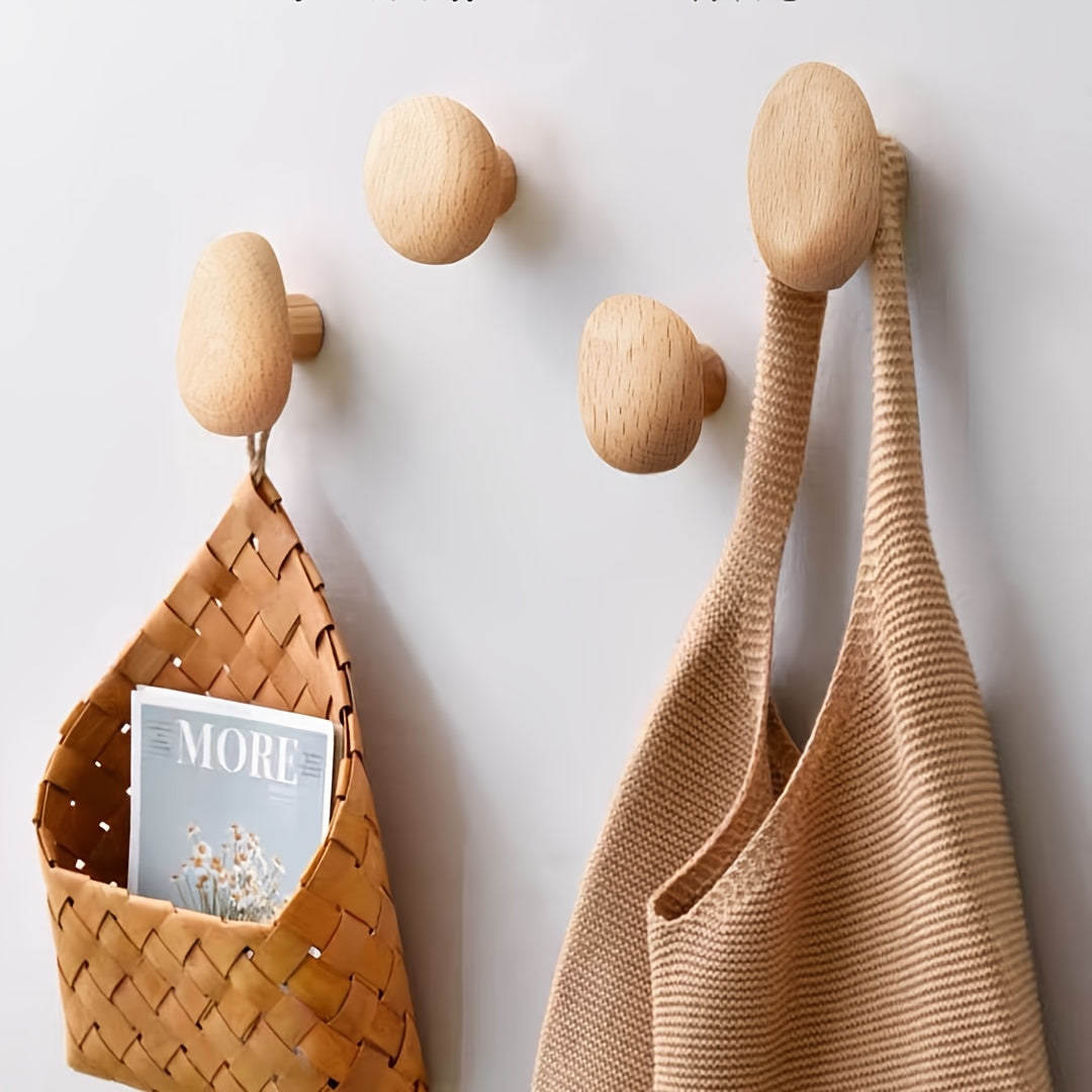 Wander Wall Hooks - Handmade Walnut and Beech Wood, Stylish Coat Hooks for Wall 1