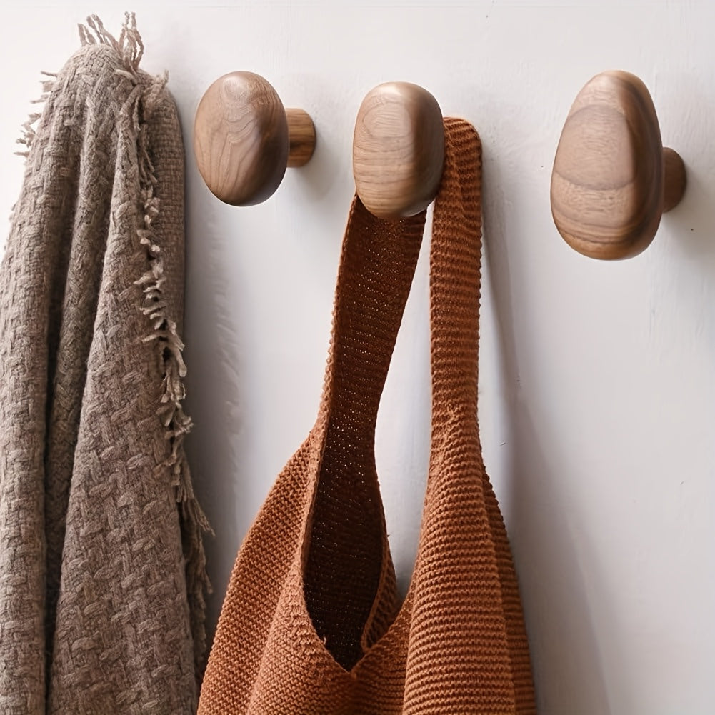 Wander Wall Hooks - Handmade Walnut and Beech Wood, Stylish Coat Hooks for Wall 6