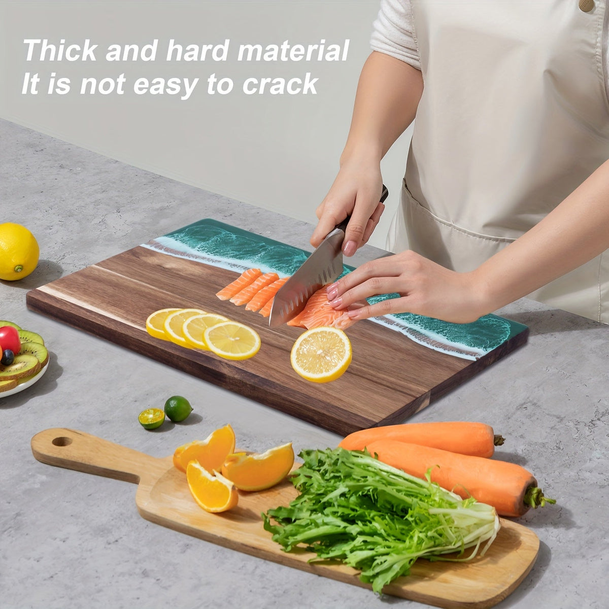 Waver Cutting Board - Acacia Wood with Ocean Resin Inlay, Multi-Purpose Chopping Board 3