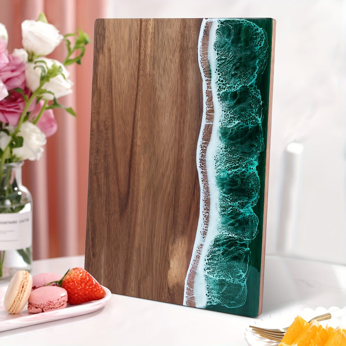 Waver Cutting Board - Acacia Wood with Ocean Resin Inlay, Multi-Purpose Chopping Board 7