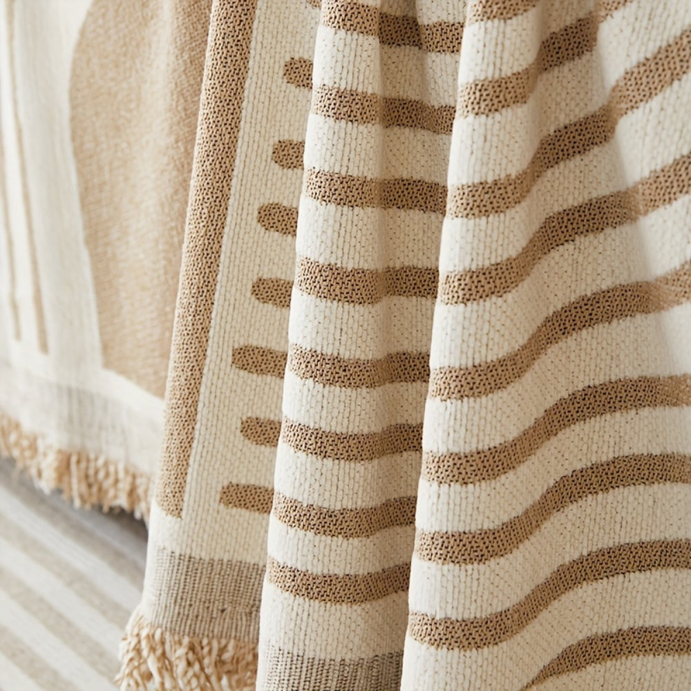 Wavy Sofa Cover - Chenille, Reversible Design, Boho Stripe 6