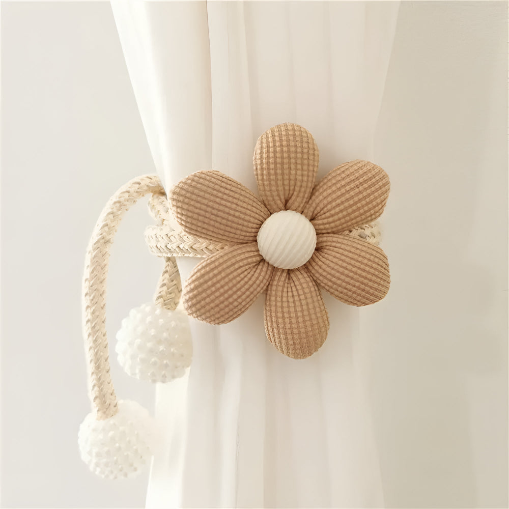Whimsy Flower Curtain Tie Back - Embroidered Fabric, Pearl Buckle 0