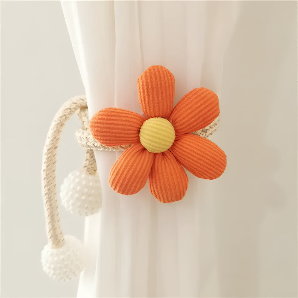 Whimsy Flower Curtain Tie Back - Embroidered Fabric, Pearl Buckle 5
