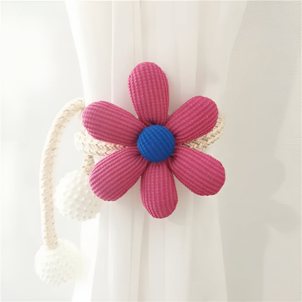 Whimsy Flower Curtain Tie Back - Embroidered Fabric, Pearl Buckle 8