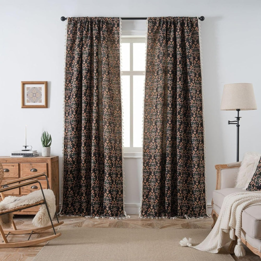 Wilder Curtains for Living Room - Jacquard Fabric with Tassels 1