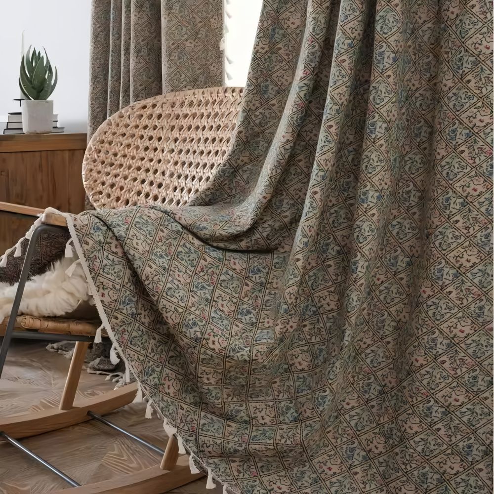 Wilder Curtains for Living Room - Jacquard Fabric with Tassels 5