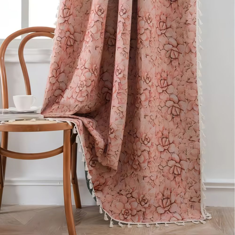 Wilder Curtains for Living Room - Jacquard Fabric with Tassels 6