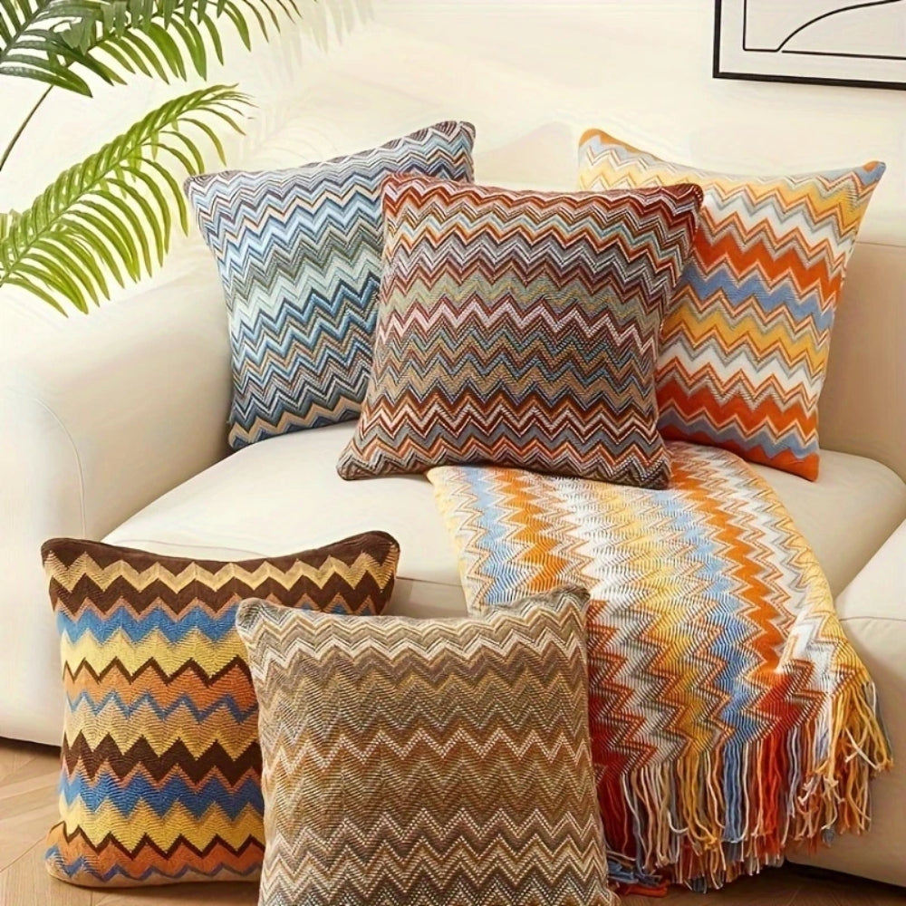 Zara Cushion Cover - Zigzag Knit, Soft Microfiber 1