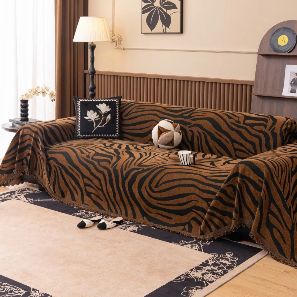 Zentara Sofa Cover - Chenille, Zebra Patterned Slipcover 0