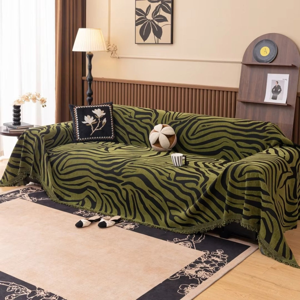 Zentara Sofa Cover - Chenille, Zebra Patterned Slipcover 1