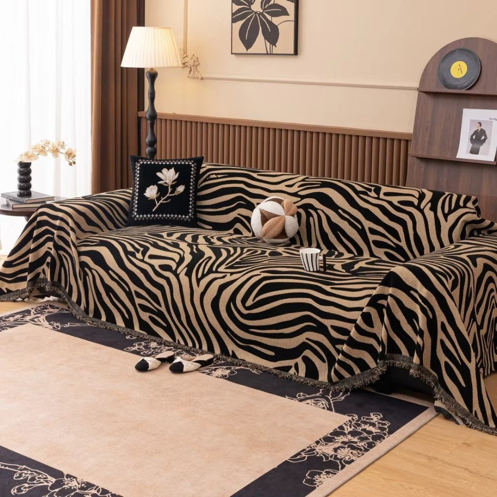 Zentara Sofa Cover - Chenille, Zebra Patterned Slipcover 2