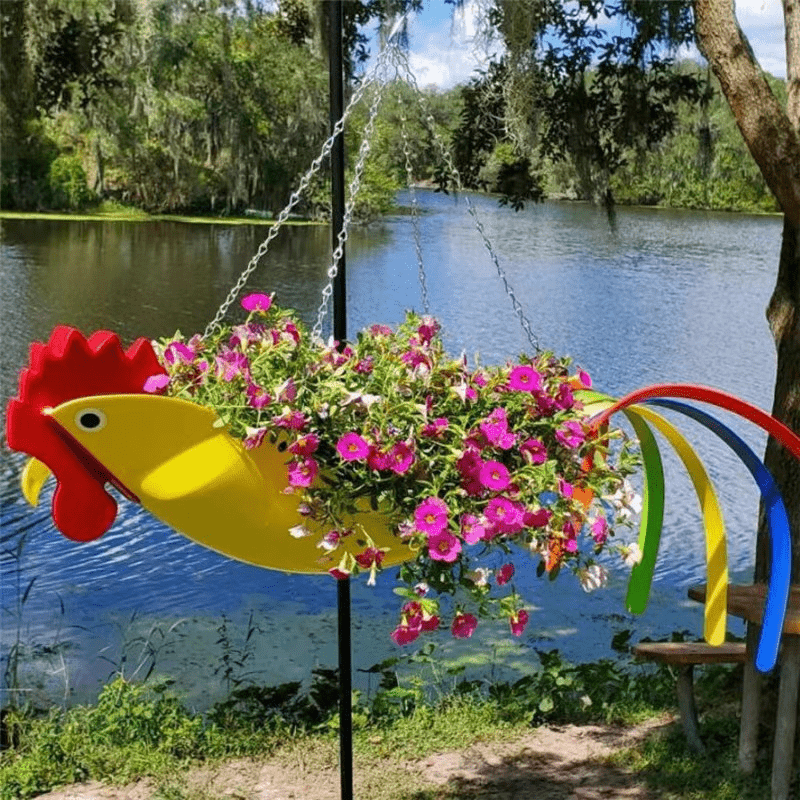 FeatherBloom – Colorful Hanging Planter – Decorative Garden Accent