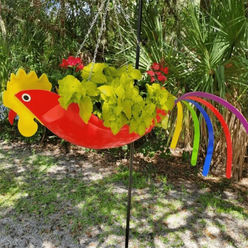 FeatherBloom – Colorful Hanging Planter – Decorative Garden Accent