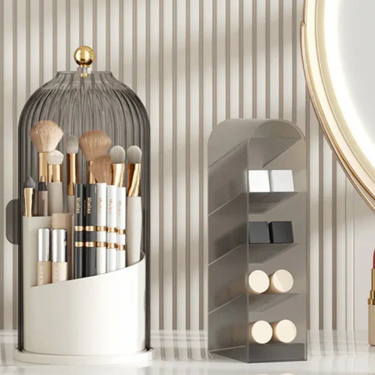 Acrylic Makeup Organizer 360° Rotating Storage - Transparent, Durable, Space-Saving Cosmetics Holder 1