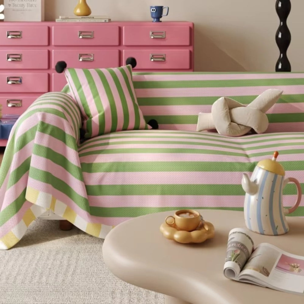 Astra Sofa Cover - Soft Microfiber, Striped Design 3
