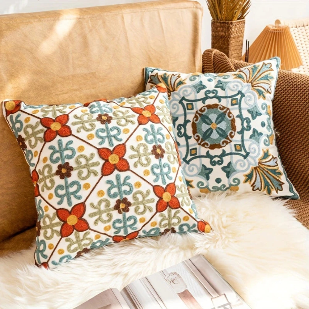 Aureus Sofa Cushion Covers - Embroidered Microfiber, 18x18 4