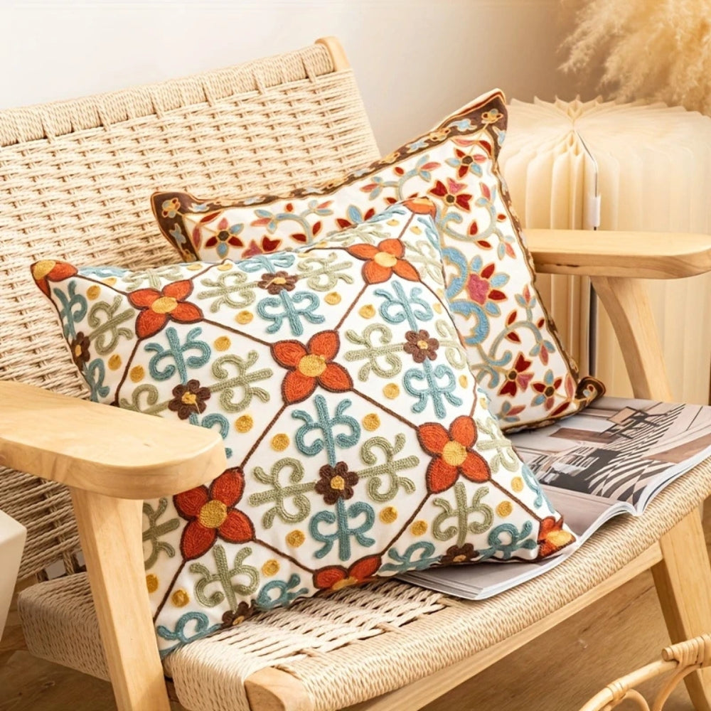 Aureus Sofa Cushion Covers - Embroidered Microfiber, 18x18 5