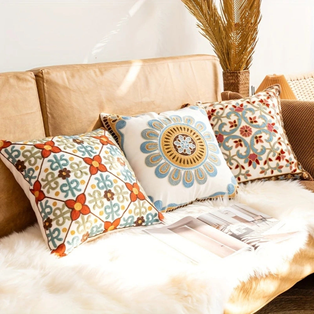 Aureus Sofa Cushion Covers - Embroidered Microfiber, 18x18 6