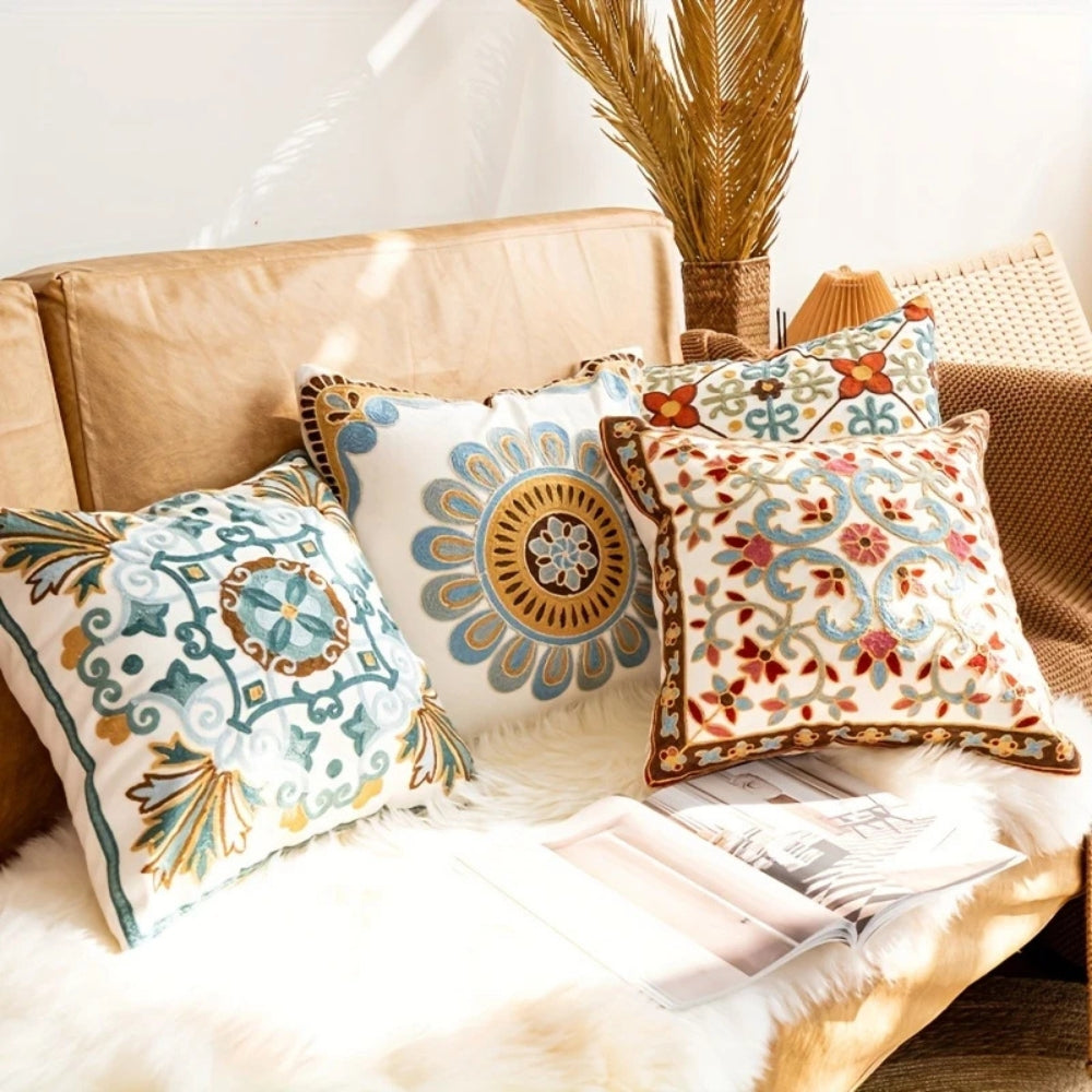 Aureus Sofa Cushion Covers - Embroidered Microfiber, 18x18 8