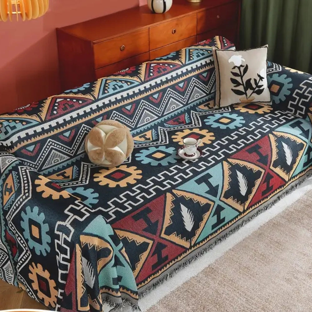Azen Sofa Cover - Microfiber Blend, Bohemian Aztec Design 0