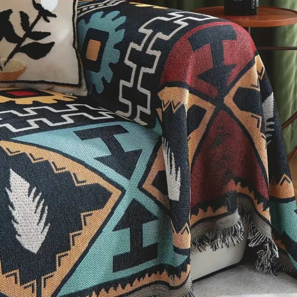 Azen Sofa Cover - Microfiber Blend, Bohemian Aztec Design 1