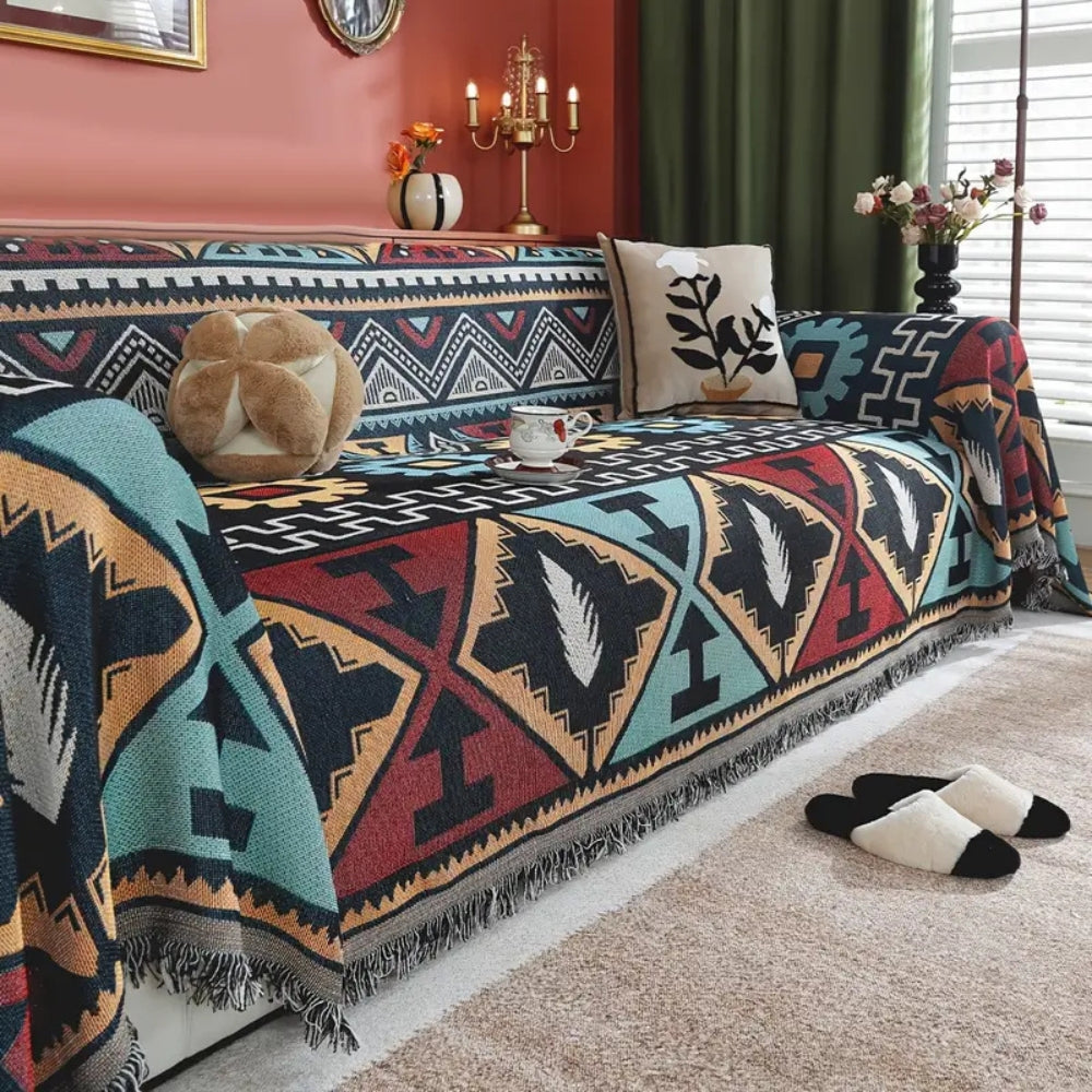 Azen Sofa Cover - Microfiber Blend, Bohemian Aztec Design 2
