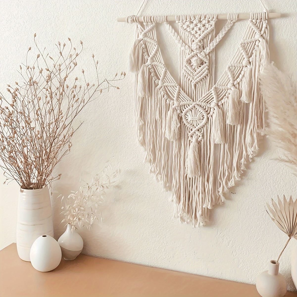 Bramble Macrame Wall Hanging - Handcrafted Cotton Tapestry, Boho Wall Art Decor 0