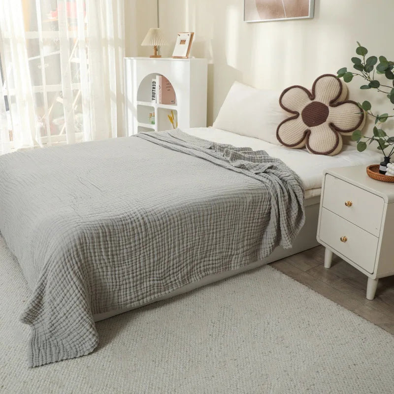 Breathable Cotton Muslin Blanket - Lightweight 6-Ply Soft for Year-Round Comfort 0