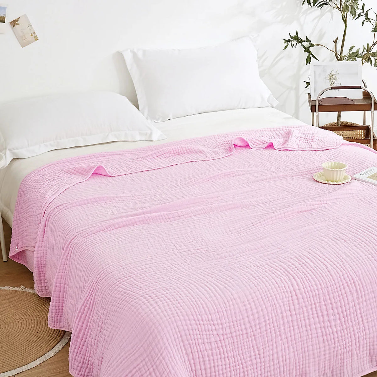 Breathable Cotton Muslin Blanket - Lightweight 6-Ply Soft for Year-Round Comfort 12