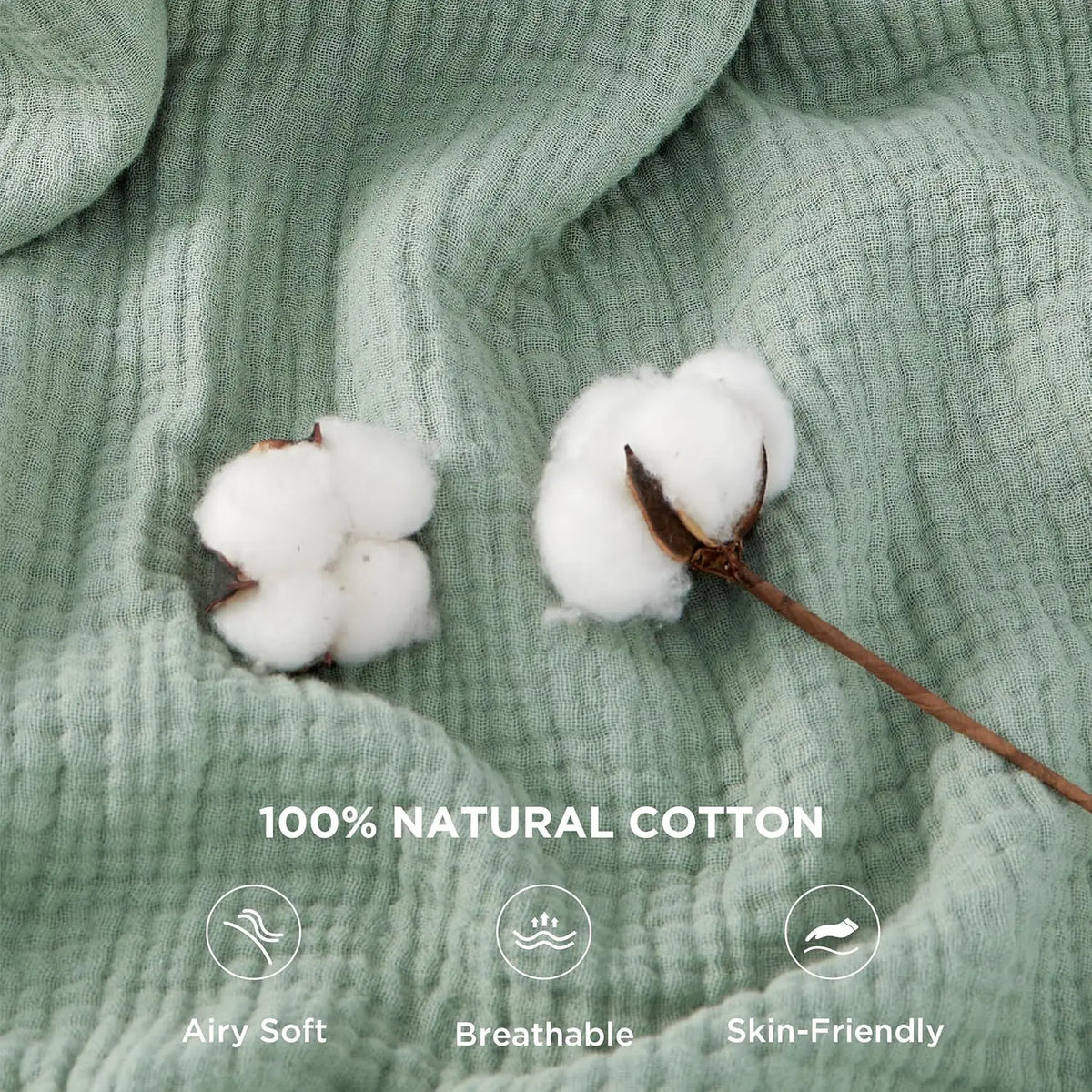 Breathable Cotton Muslin Blanket - Lightweight 6-Ply Soft for Year-Round Comfort 2