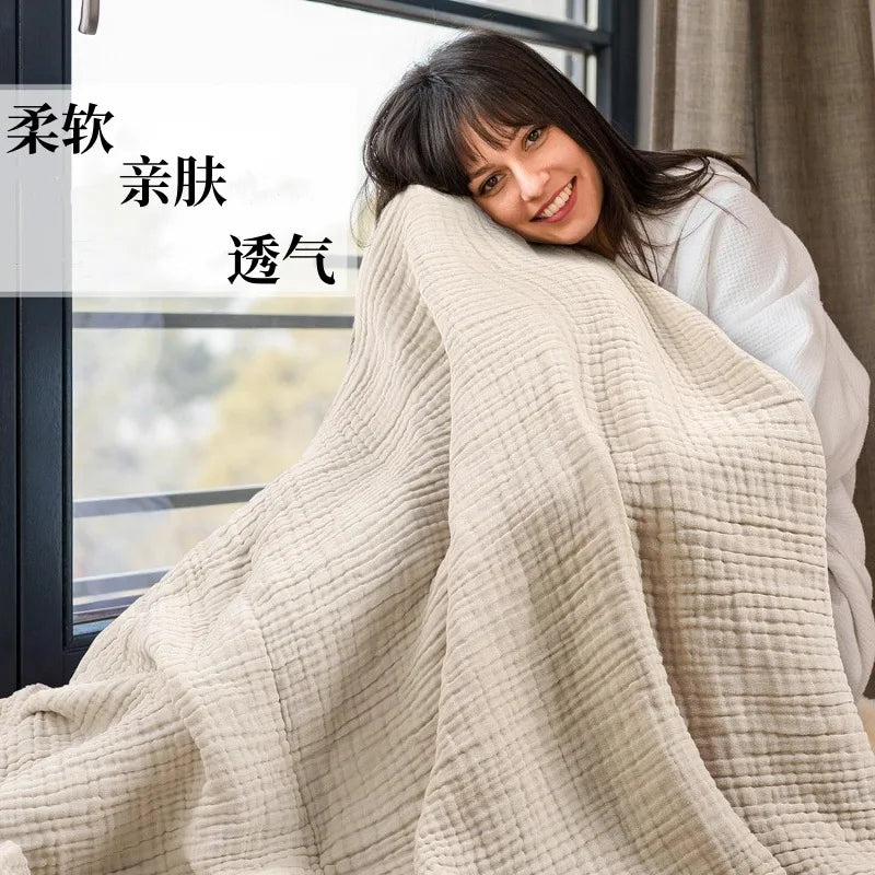 Breathable Cotton Muslin Blanket - Lightweight 6-Ply Soft for Year-Round Comfort 6