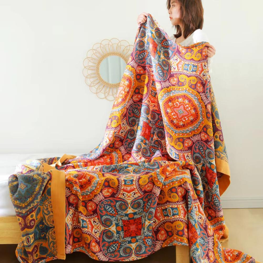 BreezeBoho Blanket - Reversible Cotton, Lightweight Design 1