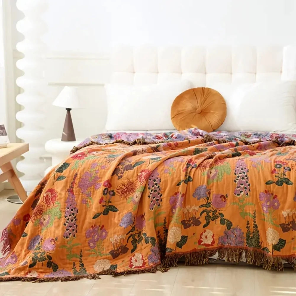 Brenley Floral Blanket - Cotton, Lightweight, Reversible Design 3