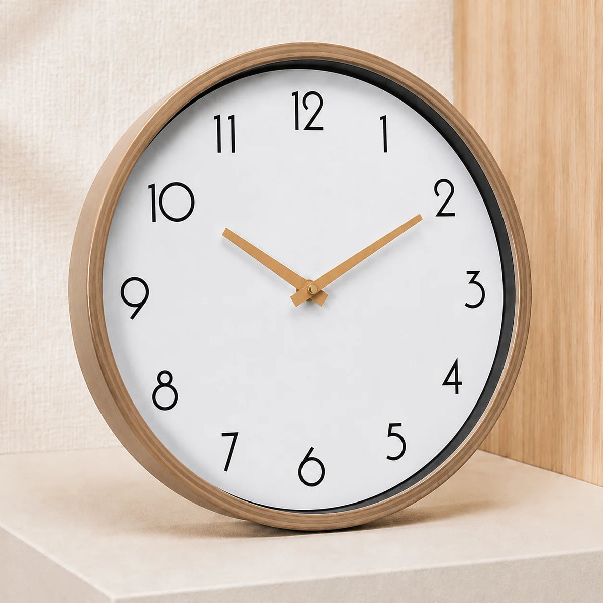 Caden Large Wall Clock - Wood-Grain Frame, Modern Minimalist Design 2