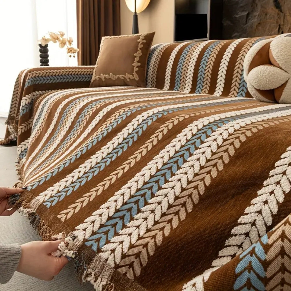 Cascadia Sofa Cover - Soft Chenille, Stylish Stripes, Pet-Friendly 0