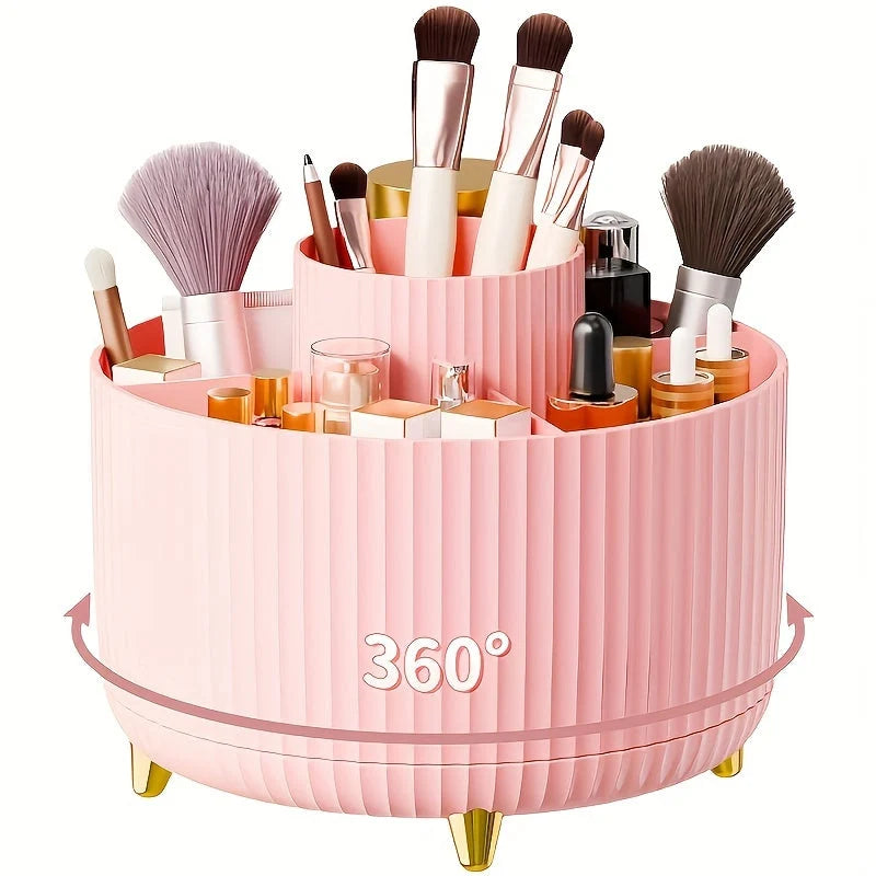 Celesta Makeup Organizer - 360° Rotating, Five Compartments 4