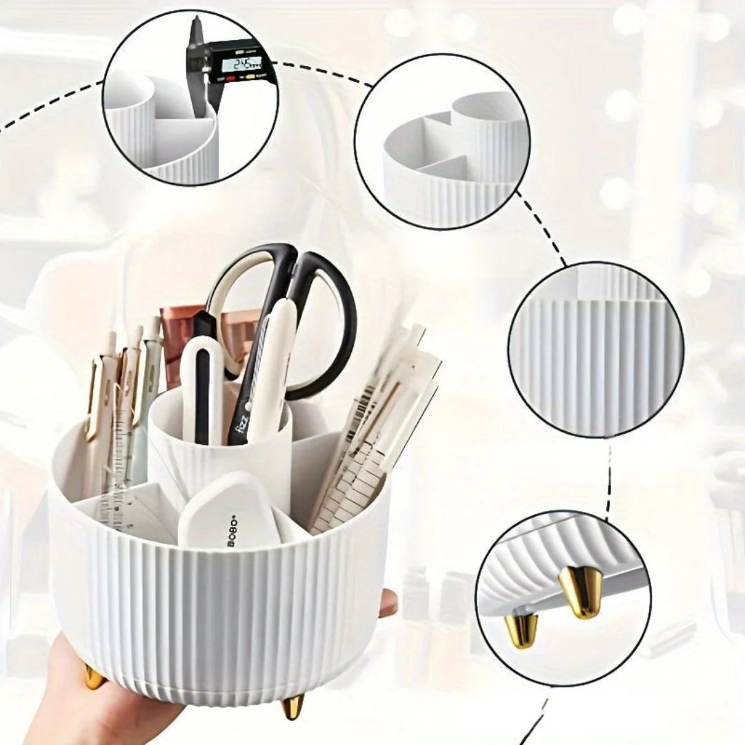 Celesta Makeup Organizer - 360° Rotating, Five Compartments 8