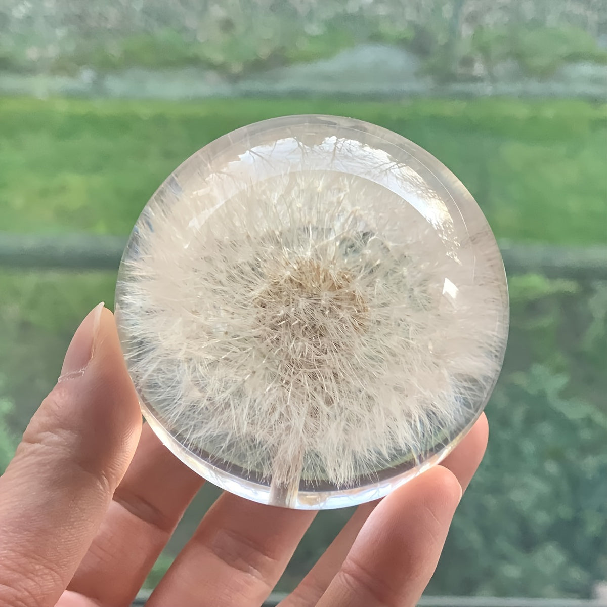 Celeste Decorative Glass Ball - Art Deco Sphere with Dandelion Fluff 5