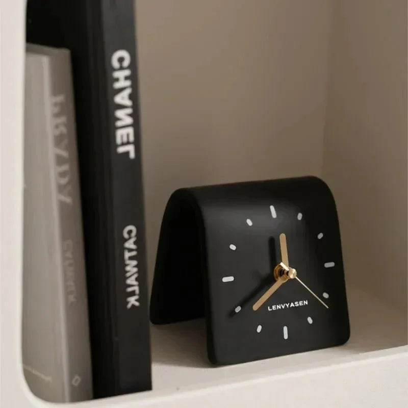 Ceramic Table Clock Arch-Shaped Design - Polished Finish, Silent Quartz Movement, Decorative Desk Clock 3