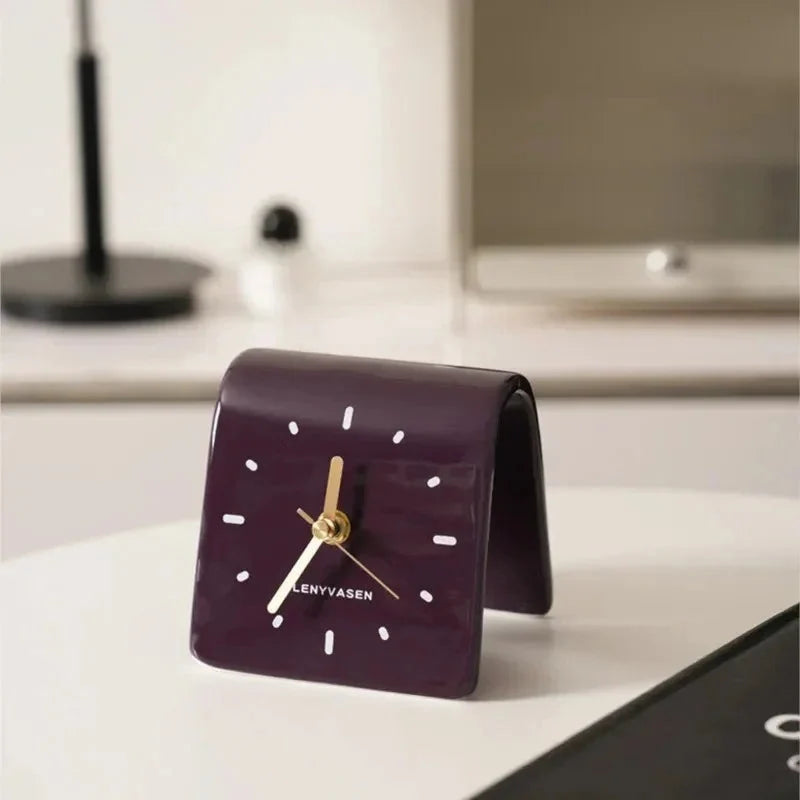 Ceramic Table Clock Arch-Shaped Design - Polished Finish, Silent Quartz Movement, Decorative Desk Clock 4