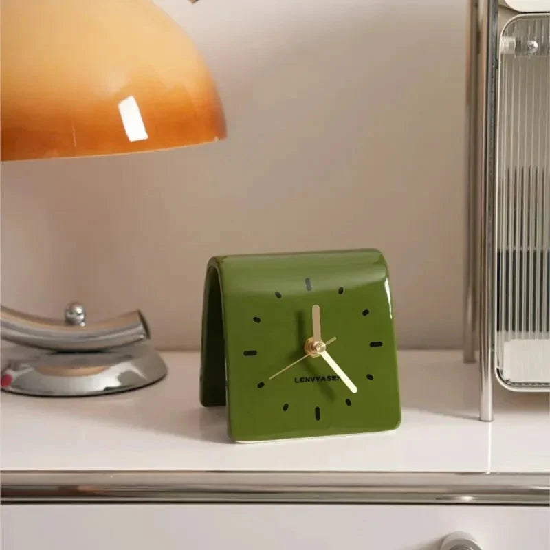 Ceramic Table Clock Arch-Shaped Design - Polished Finish, Silent Quartz Movement, Decorative Desk Clock 5