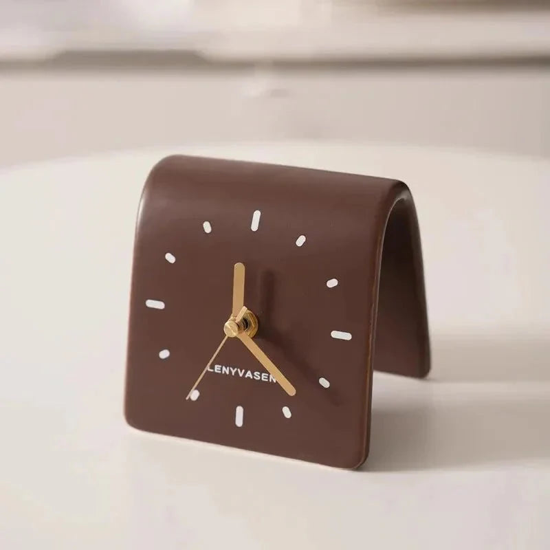 Ceramic Table Clock Arch-Shaped Design - Polished Finish, Silent Quartz Movement, Decorative Desk Clock 6