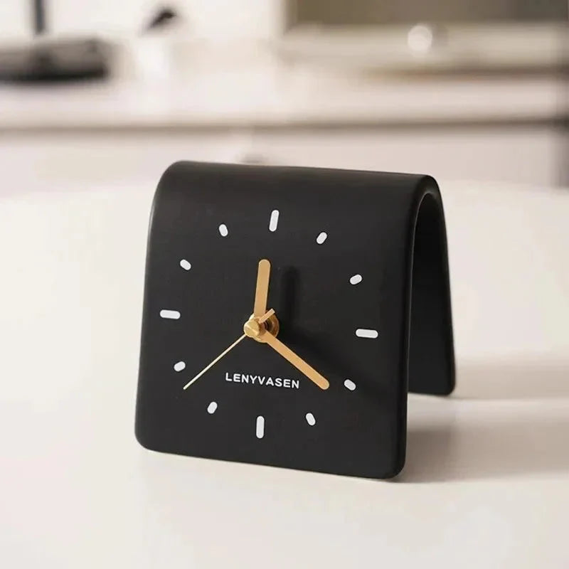 Ceramic Table Clock Arch-Shaped Design - Polished Finish, Silent Quartz Movement, Decorative Desk Clock 9