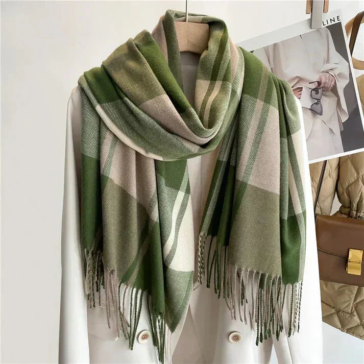 Checked Scarf - Soft Fabric, Classic Pattern, 90x90 cm, Warm Accessory for Women 0