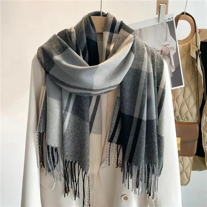 Checked Scarf - Soft Fabric, Classic Pattern, 90x90 cm, Warm Accessory for Women 4