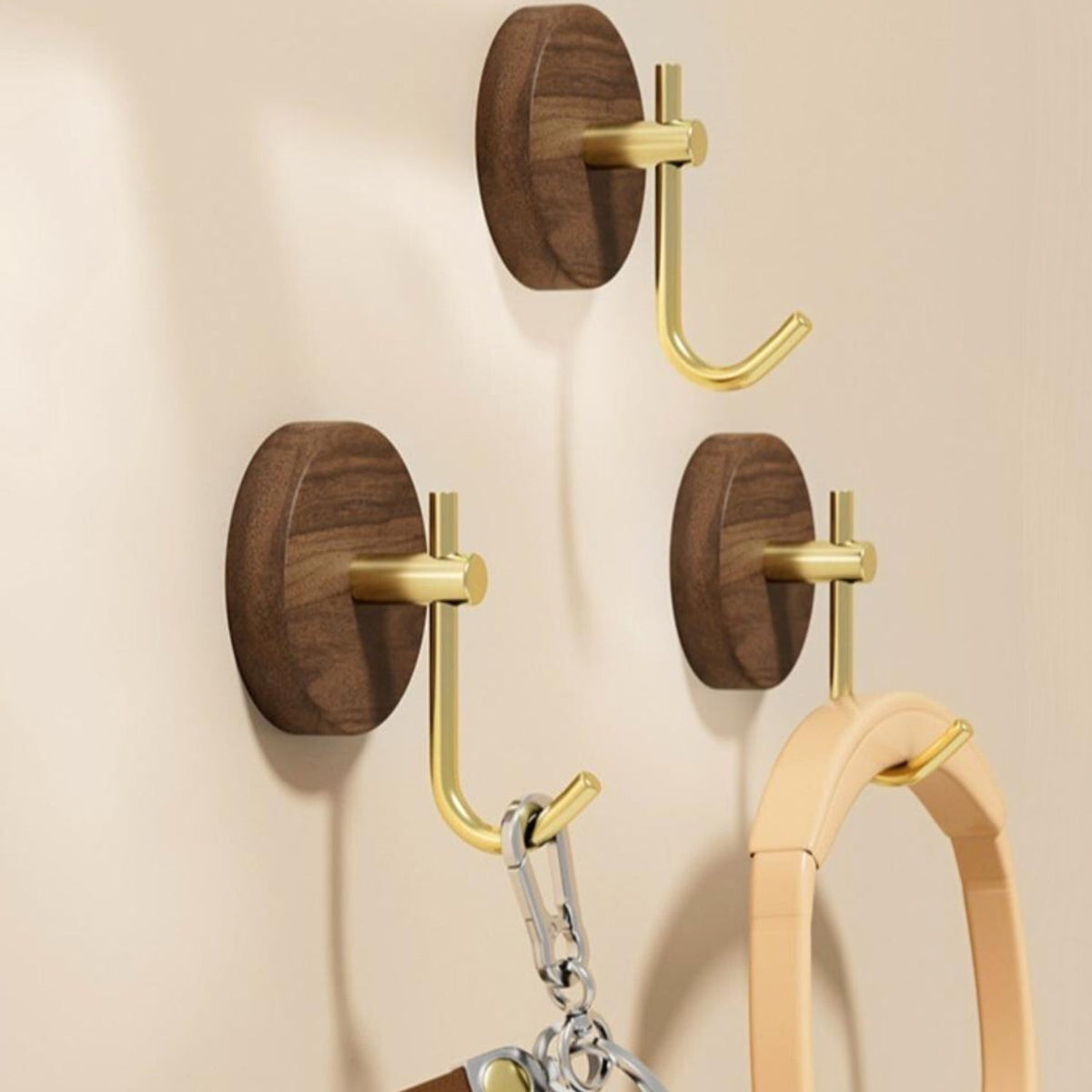 Chic Timber Coat Hooks for Wall - Self-Adhesive, Modern Design 2