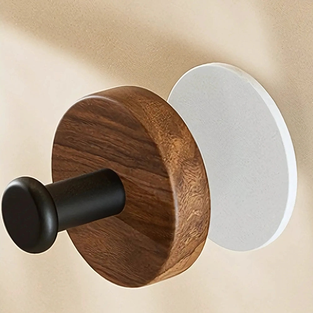 Chic Timber Coat Hooks for Wall - Self-Adhesive, Modern Design 4