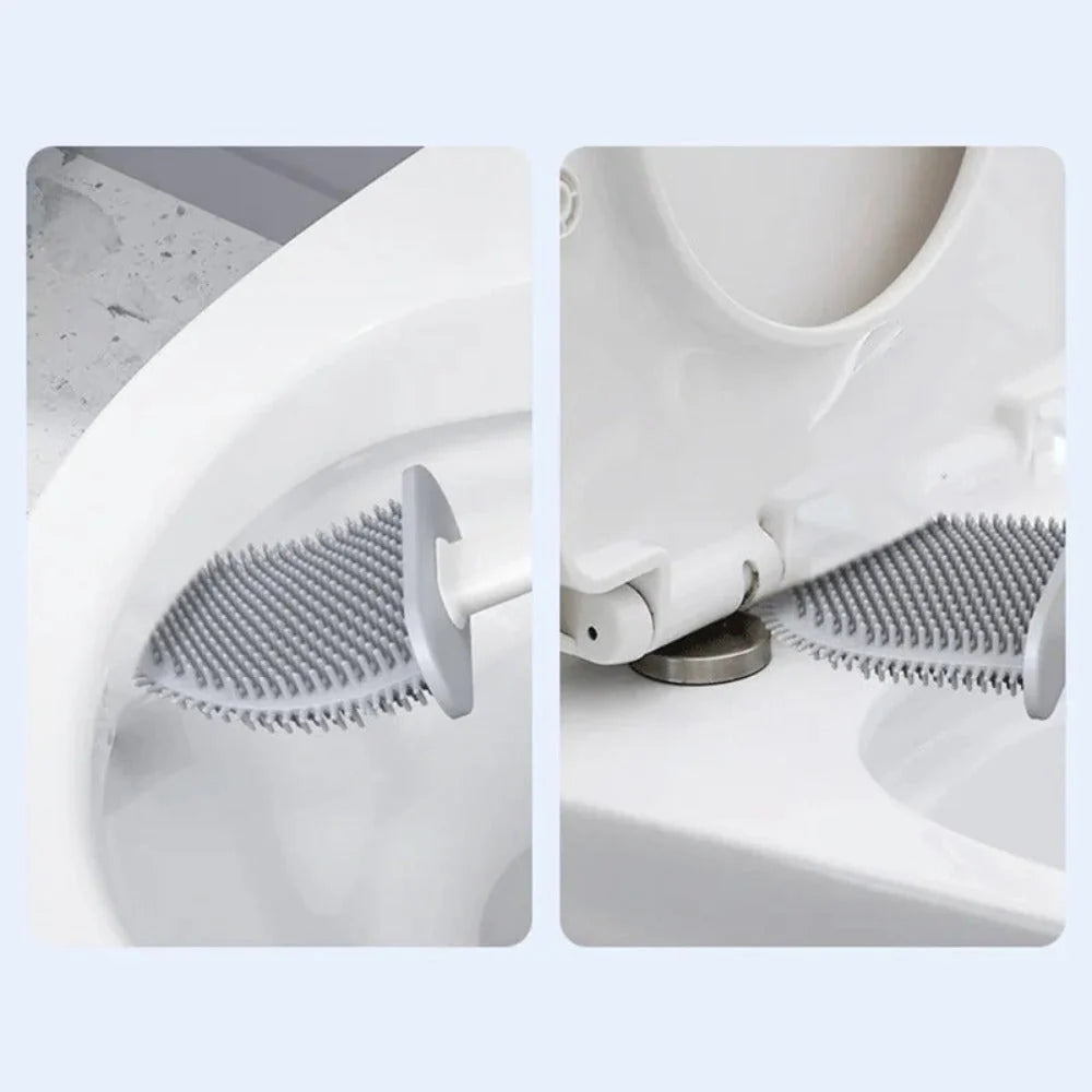 Cleo Silicone Toilet Brush - Flexible Antibacterial, Includes Holder 2