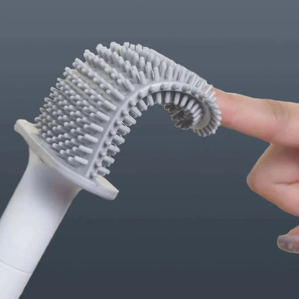 Cleo Silicone Toilet Brush - Flexible Antibacterial, Includes Holder 4